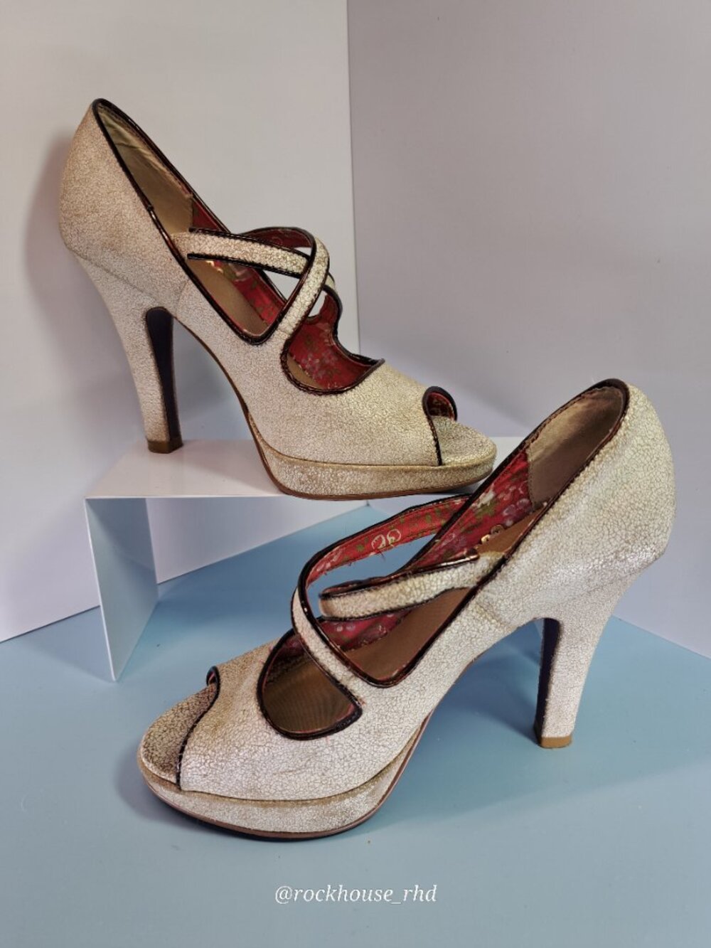 Kenzie CrazyCat Pinup Heels in Bone 6.5 - Picture 2 of 16